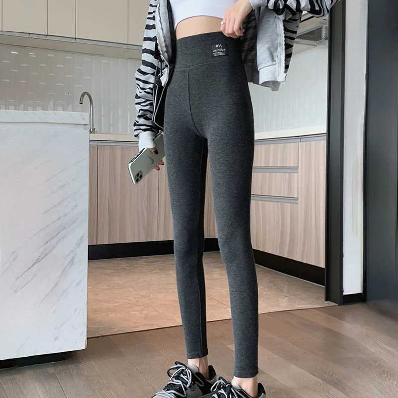 2025 Gray Ribbed Leggings for Woman High Waist Stretch Tight Winter Leggings Solid Color Comfortable Warm Slim Fit Leggings LadyT251023