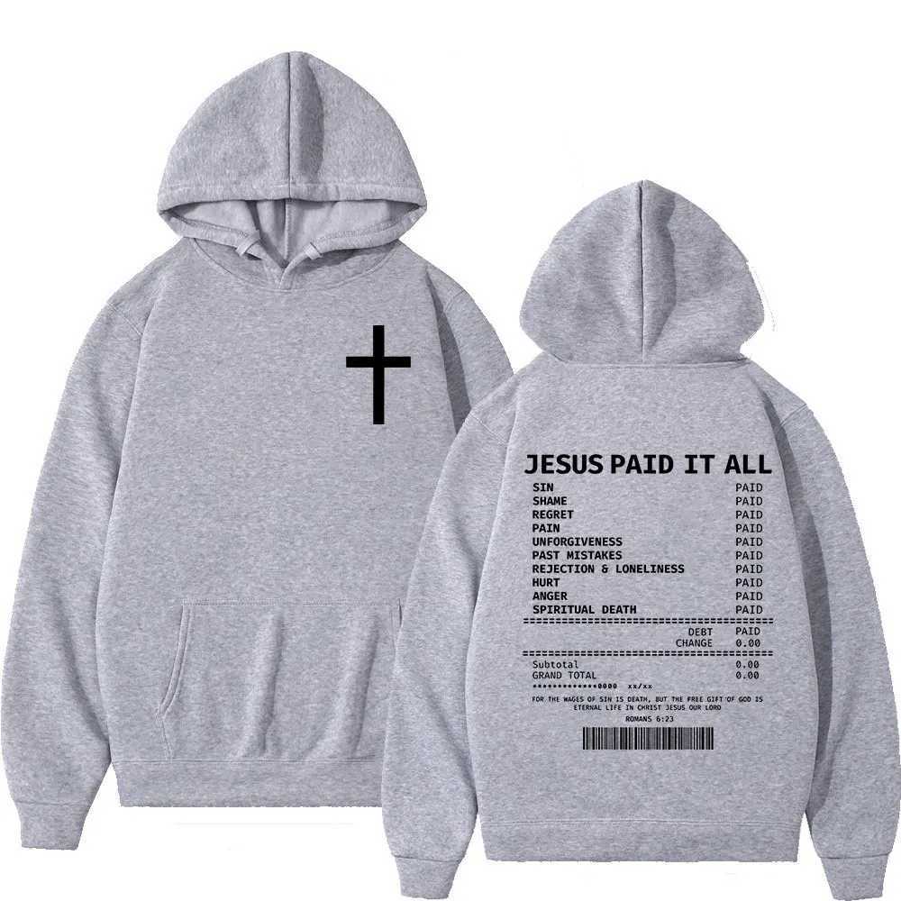 Salvation Jesus Paid It All Hoodies Christian Bible Verse Mens Women Clothing Hip Hop Vintage Sweatshirts Oversized PulloversT251023