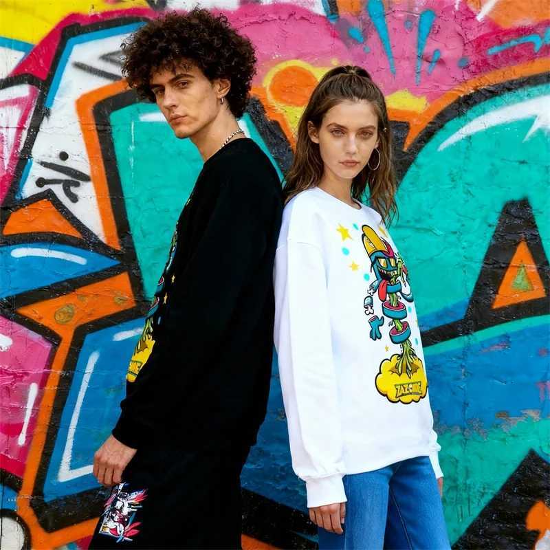 ZAZOMDE Mens Cotton Long Sleeve Tee Vintage Retro Cartoon Graphic Print Loose Fit Casual Street Style Humorous Design For MenXJ251023