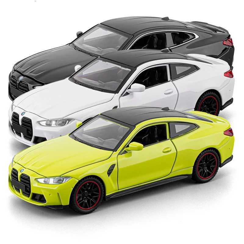 132 Scale Simulation Top sports car BM M4 sports car Alloy Diecast Classic Car Model Supercar Sound Light boys toy GiftT251023
