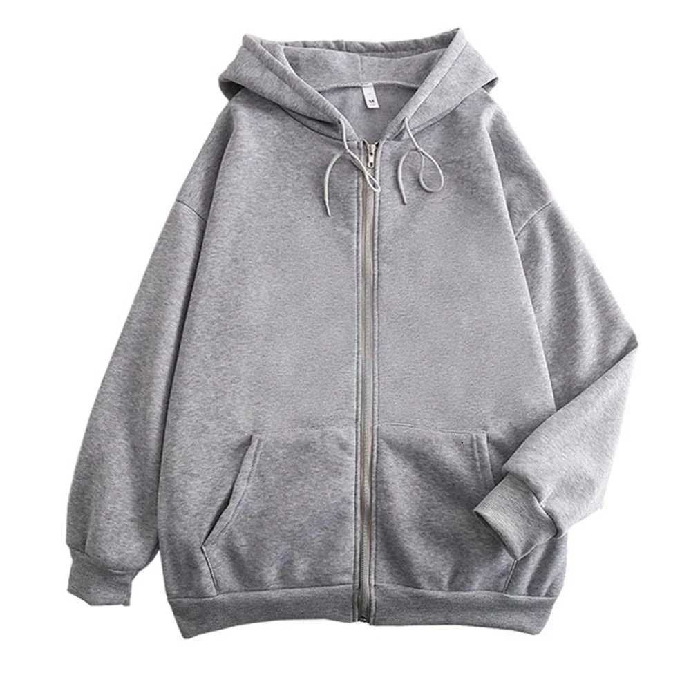 High Street Hoodie Men Solid Color Zip Up Long Sleeve Loose Jacket Coats Casual Hooded Sweatshirt Y2K Fashion Outdoor ClothesT251023