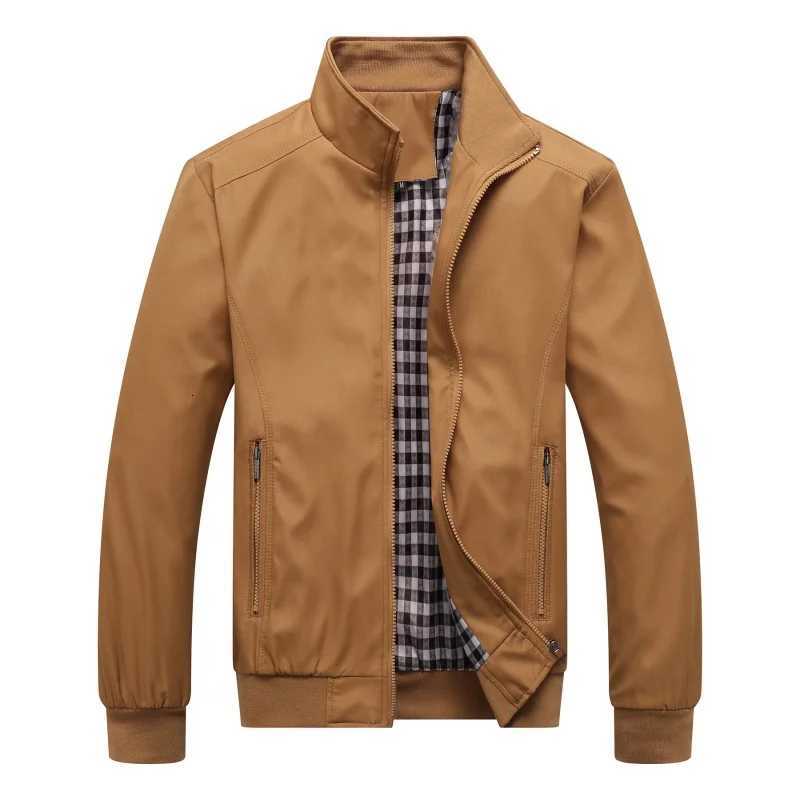 Spring Autumn Casual Coat Man Handsome Zipper Jacket Solid Color Plus Size Slim Fit Business Stand Collar Breathable Work Jacket W251023