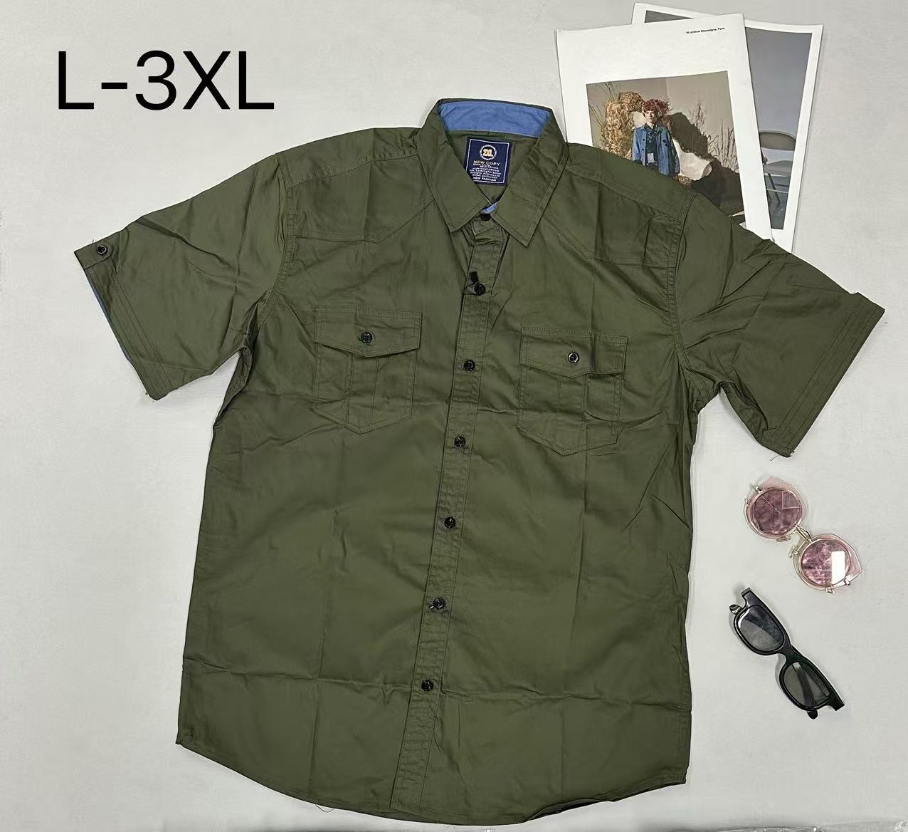Men's Loose Solid Color Short-Sleeve Shirt, Multiple Colors Available Casual Button-Down, Breathable for Summer, Trendy Daily Wear - NO17