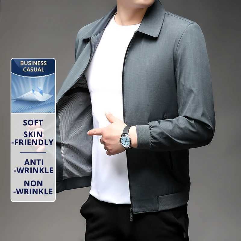 Premium Anti Wrinkle New Men Business Casual Turndown Collar Brand Blazer Jacket Windbreaker Lightweight Executive Coats W251023