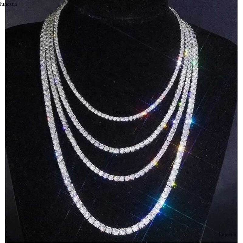 Bling Vvs Moissanite Sier Chain Charm Jewelry Sexy Iced Out Tennis Dia Necklace Men