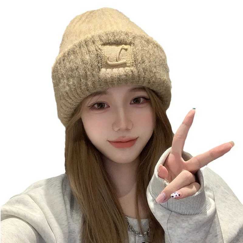 Coarse Knit Hat tter L Solid Color Skls for Wen Winter Warm Earmuffs Girls Ski Riding BonnetW251023