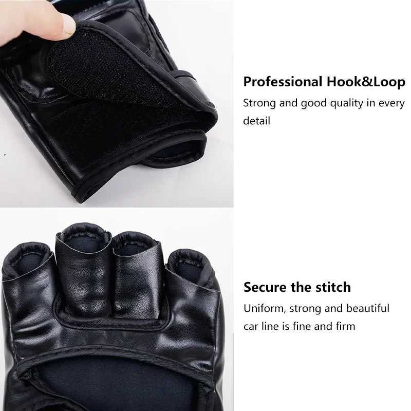 Half Finger PU Leather Boxing Training Gloves Free Fight Kick MMA Fighting Muay Thai Sports Sanda Glove Professional Equipment Y251023