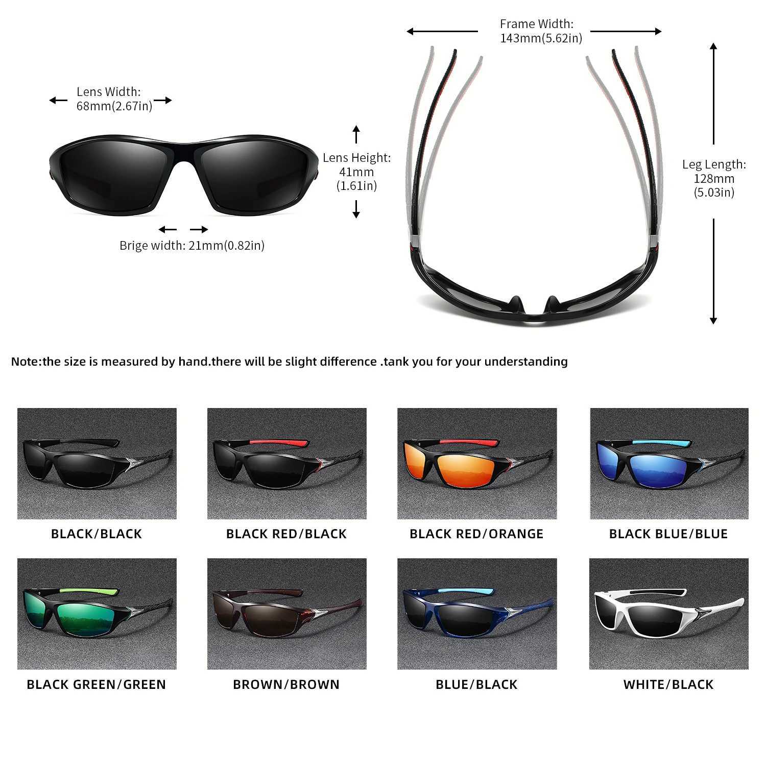 UV400 Polarized Fishing Sunglasses Retro WrapAround Lightweight for Driving Outdoor UnisexW251023