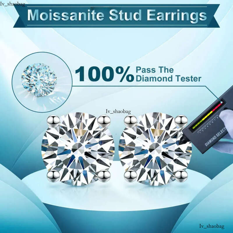 Dropshipping Usa Warehouse 3mm-10mm Gold Plated Sterg Sier Vvs Moissanite Dia Women Mossanite Stud Earrings Men
