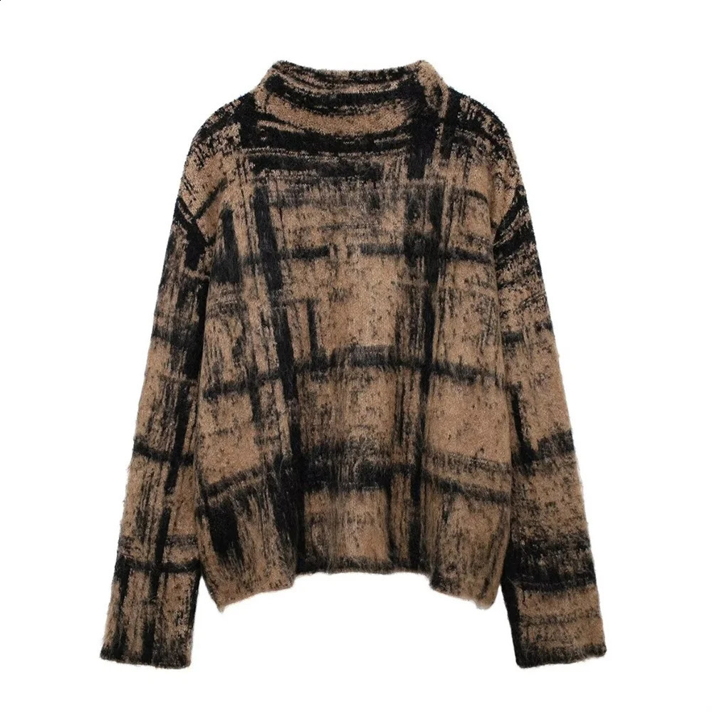 UNIZERA plaid round neck long sleeved jacquard knitted sweater high waisted skirt autumn and winter womens set 251022