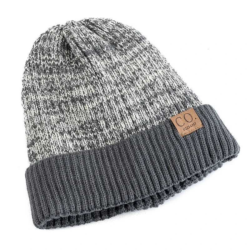 New Unisex TwoTone Winter Hats Add Fur Lined Men And Women Fashion Warm Beanie Cap Casual Winter Knitted HatsXJ251023