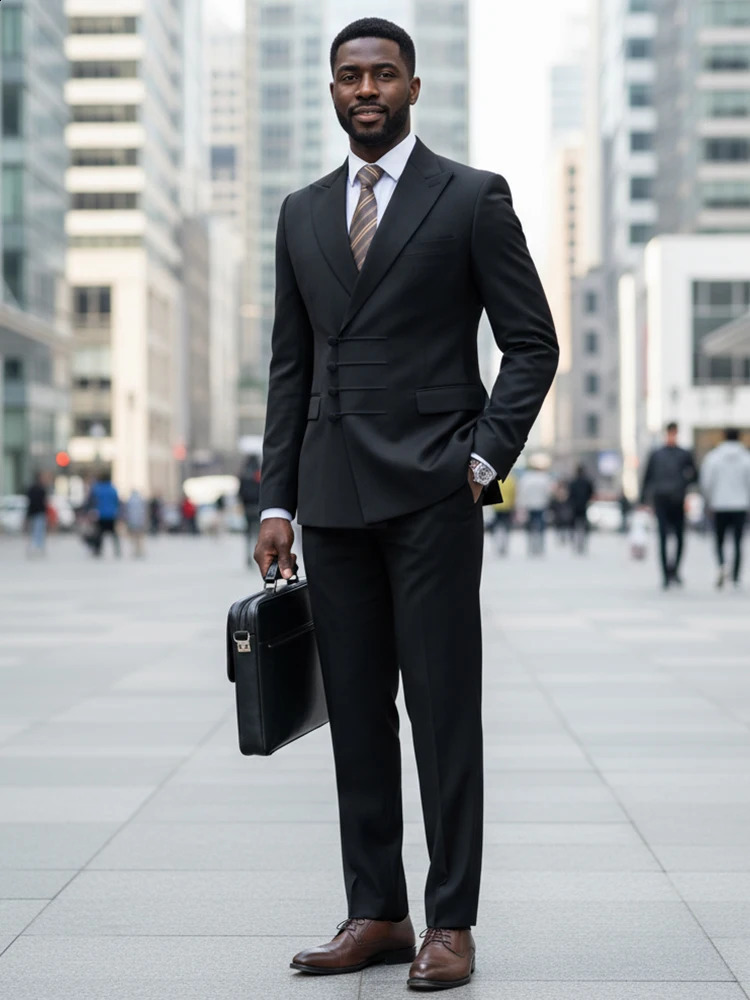 ST Cassy Elegant man suit for wedding Slim Fit Double Breasted Multiple buttons Casual Business 2 piece outfit set 251023