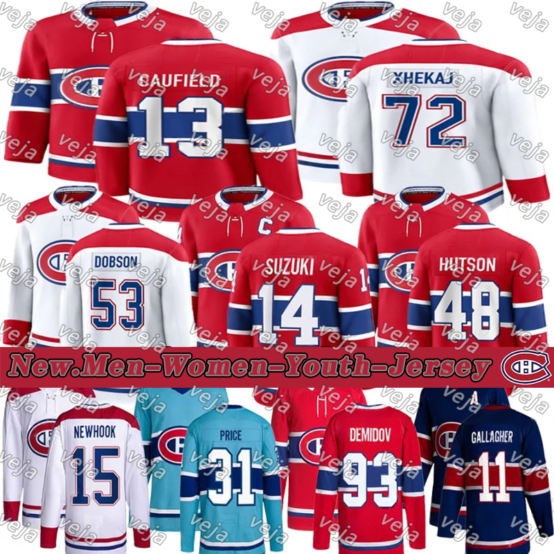 #14 Suzuki Kirby jersey Cole Caufeld Matheson Canadiens jersey Juraj Slafkovsky Dach Newhook Casey DeSmith Brendan Gallagher Carey Price Montreall hockey Jerseys