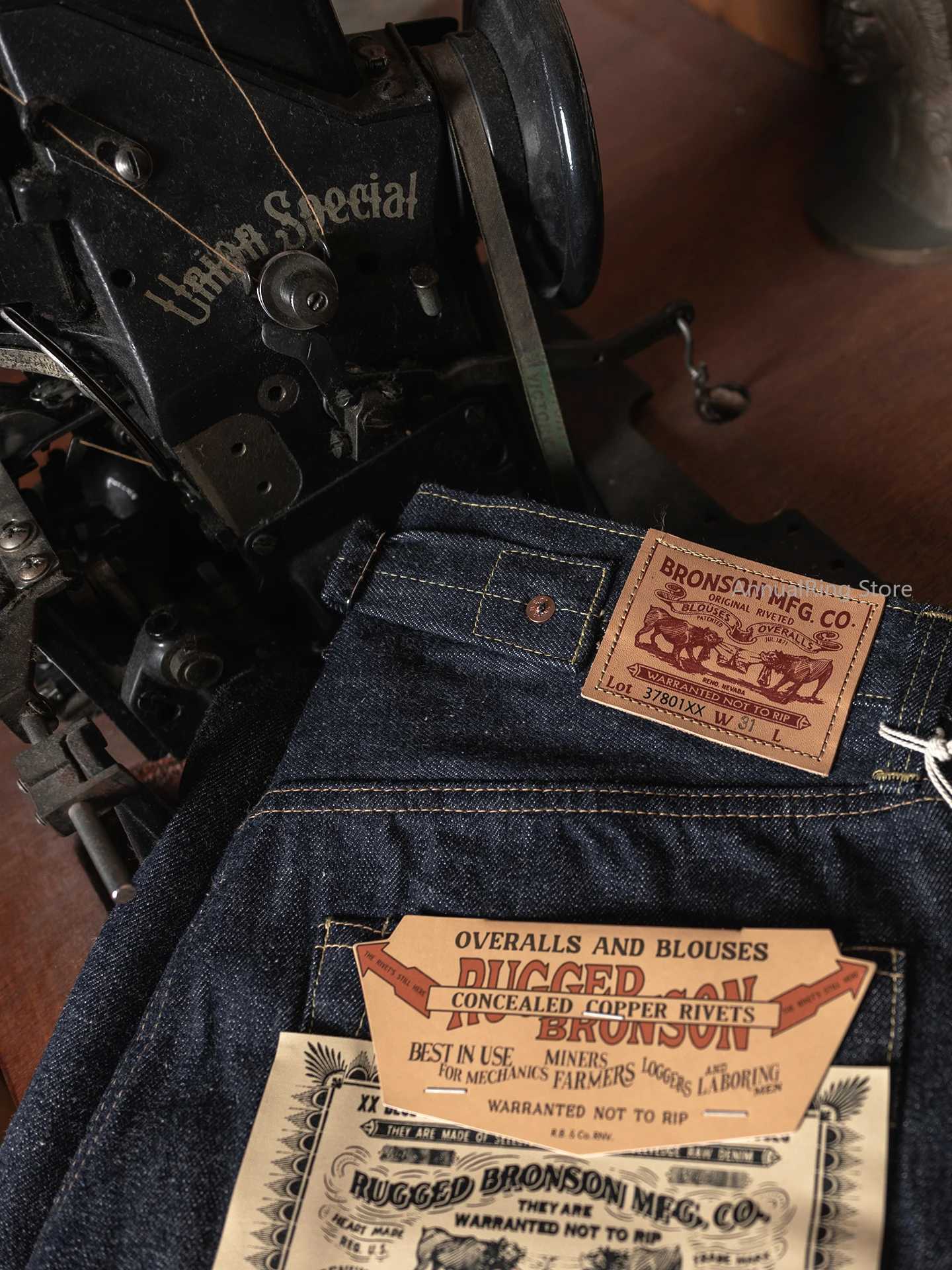 Rugged Bronson 37801XX Raw Selvedge Denim Jeans Indigo Straight Leg Slightly Cropped Fit Mens Trousers C251023