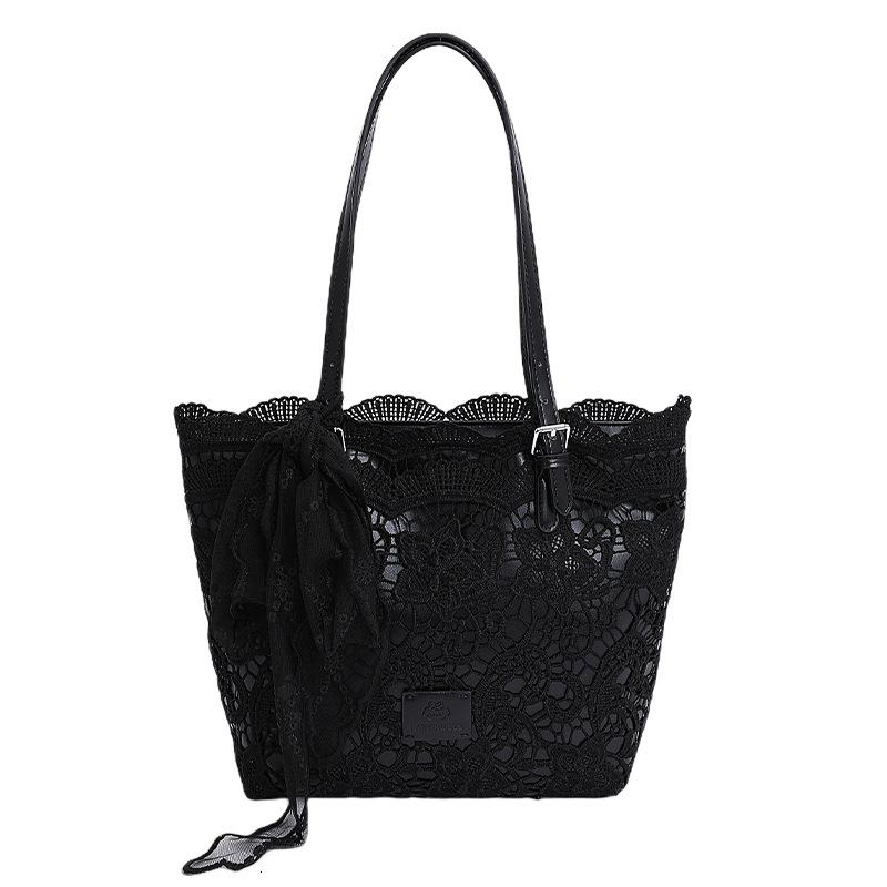 Luxury Brand Designer Bag Lace Bow Tote Bag For Women 2025 New Large Capacity Handbag Shoulder Bag Niche Artistic Commuter Bag