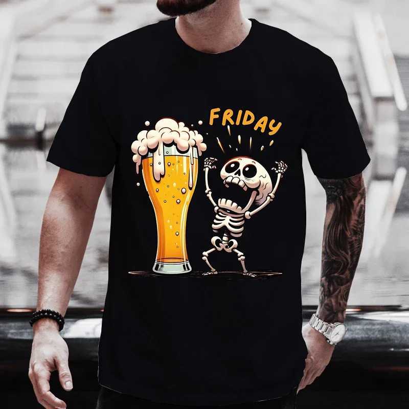 Summer Hot Sale Beer TShirts Funny 3D Skull Print T Shirt For Men Fashion New Oversized Tshirt Casual Oneck Short Sleeve TopsXJ251023