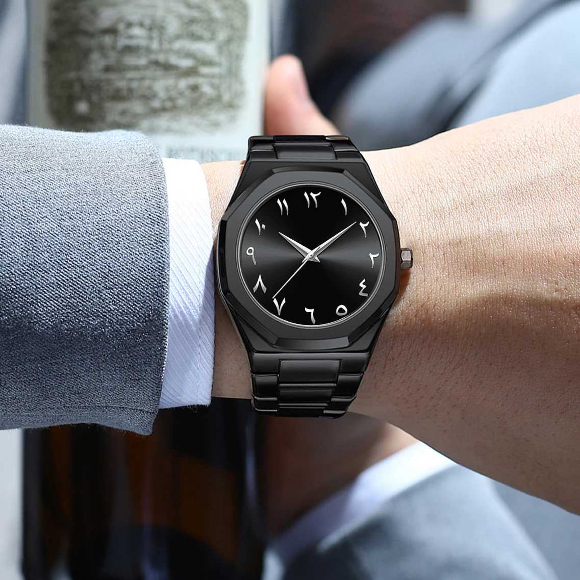 Modern Minimalist Personality Creative Allblack Mens Watch Arabic Digital Sports Leisure Quartz Watch Unique Design Watch 2025L251023