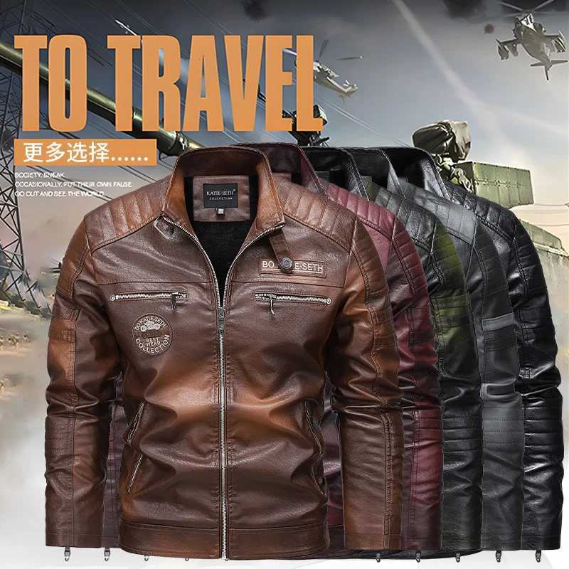 Quality New Male Casual Leather Jackets 7XL Autumn Winter Men Stand Collar Motorcycle Leather Jackets Vintage Leather Coat W251023