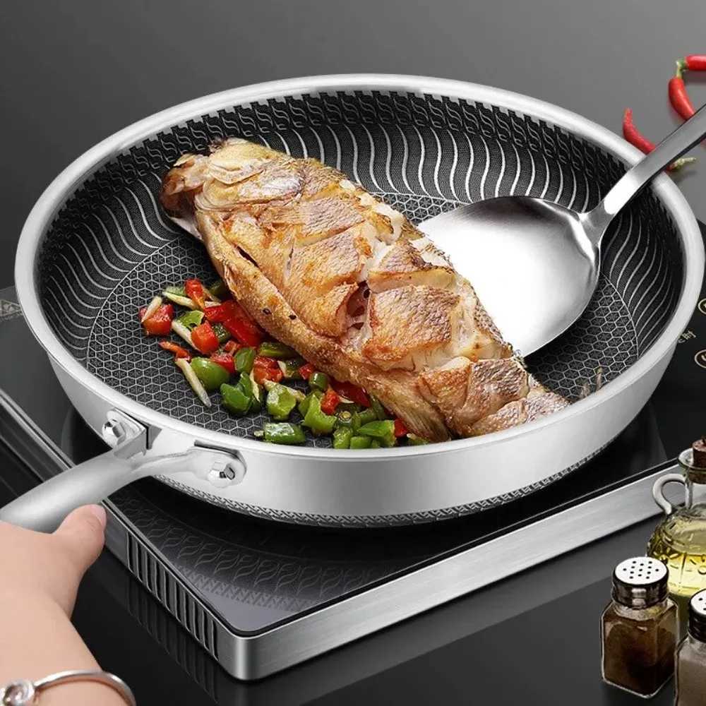 Nonstick Steak Cooking Pan Frying Pan Reusable Frying Pan Stew Pot Induction Cooker Singlesided Honeycb Frying Pan Cookware Y251023