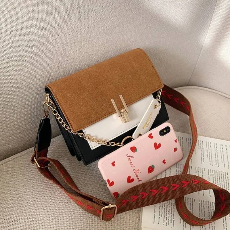 Autumn and winter new luxury handbag designer bag women's shoulder bag fashionable frosted fabric matte contrasting small square bag