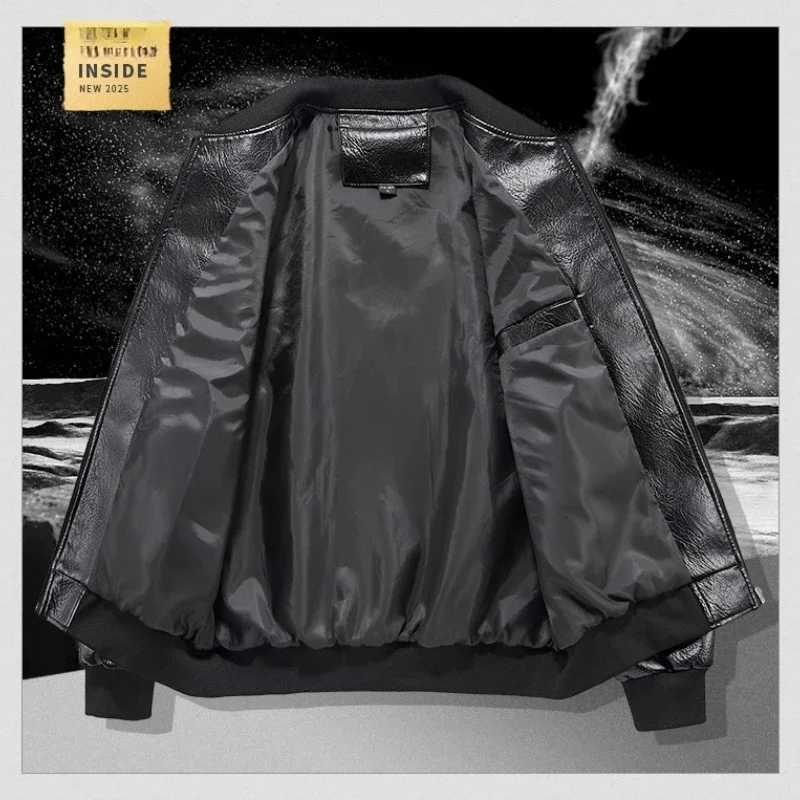 Mens Emboridery Motorcycle Leather Jacket Autumn American Motorbiker Coat Men Baseball Collar Pilot Casual PU Leather Jackets W251023