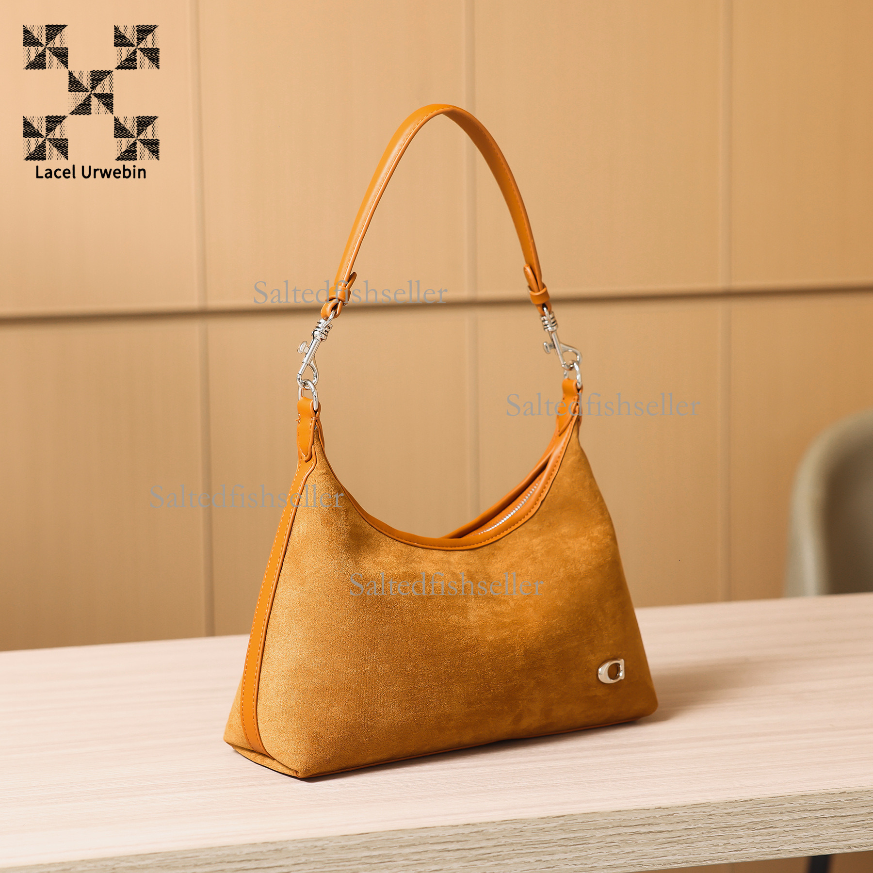Lacel Urwebin New Women's Thousand Bird Grid Handbag Designer Luxury Fashion Large Capacity Women's Shoulder Bag Suede Zipper Crossbody Bag 