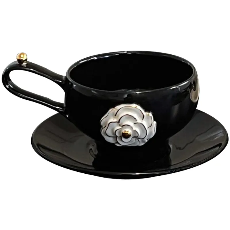 Designer Coffee Cup Camellia Bone China Luxury Mug Set Elegant Coffee Cups Pair Premium Ceramic Tea Cups Tea Coffee Mugs and Saucers Gift Sets Drinkwa