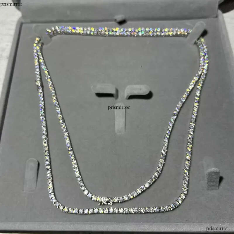 Iced Out 3mm Moissanite Dia VVS Sterling Sier Tennis Chain Necklace