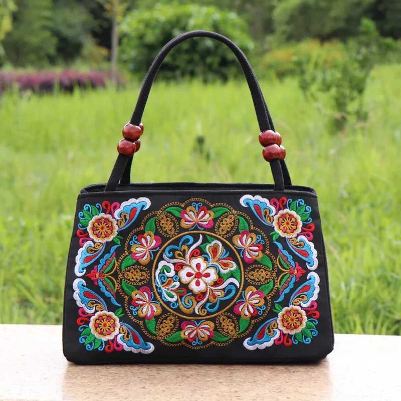 Ethnic style bag doublesided embroidery canvas small bag ladies double handbag leisure trend retroL251023