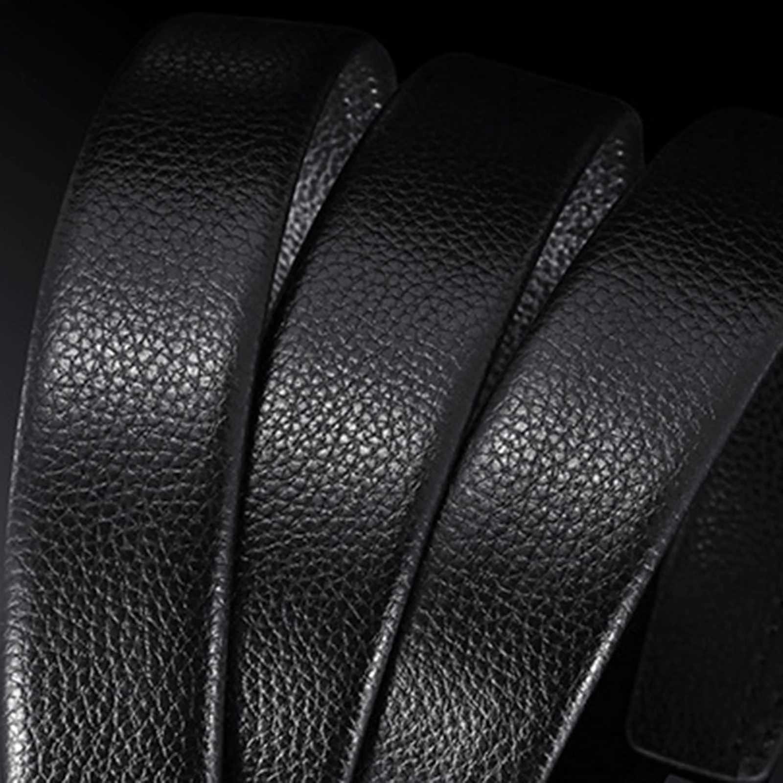 Mens Leather Ratchet Belt Adjustable Trim to Fit Smooth Surface Buckle Belt for Jeans Pants Wide BeltXJ251023