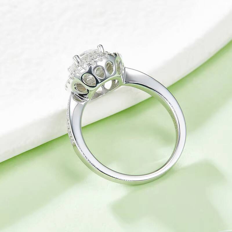 SMR96 Wholesale 925 Sterling Silver Wedding Engagement Rings Round 1CT Moissanite Ring for Women Rhodium Plated
