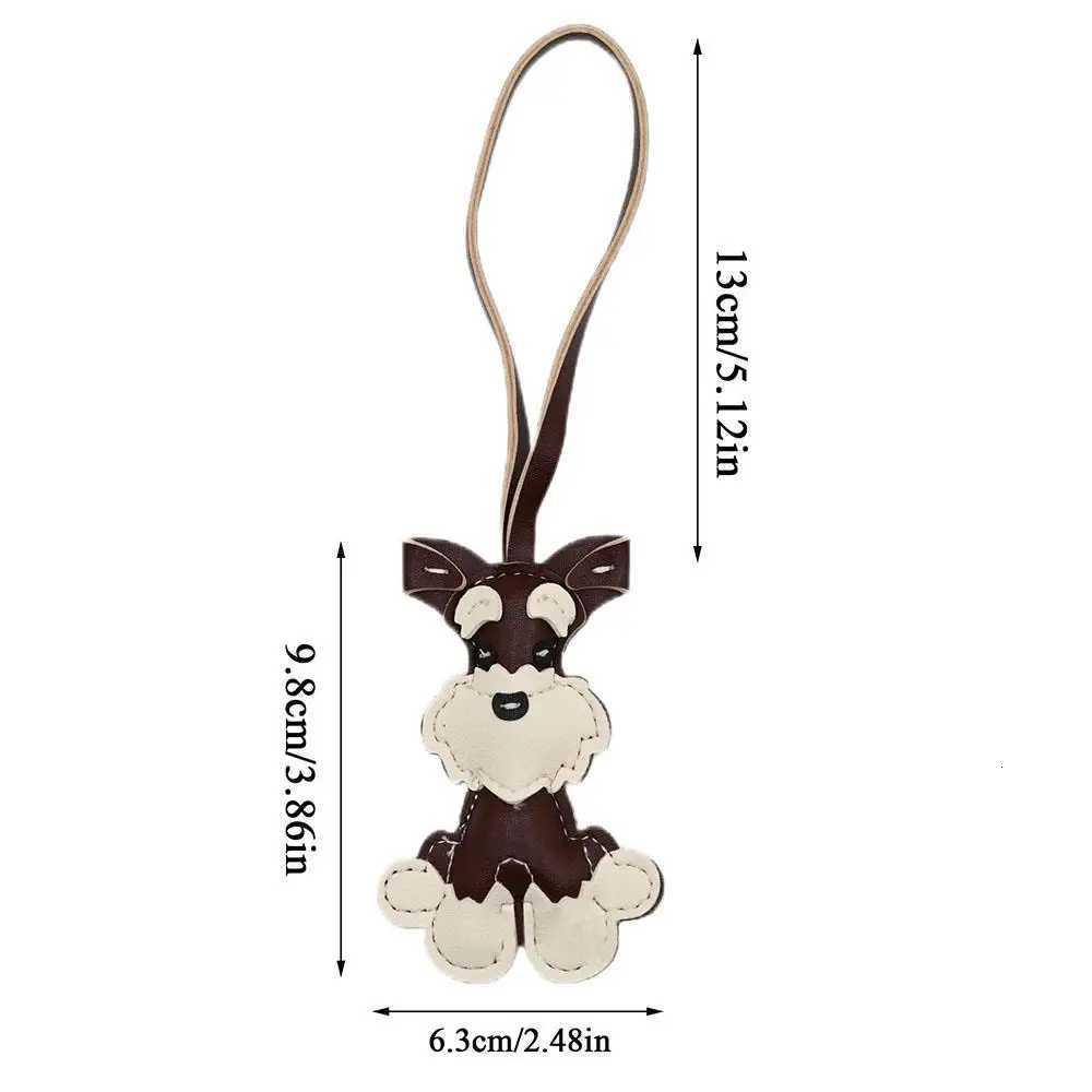Lovely PU Leather Schnauzer Keychain Cute Puppy Animal Hanger Dog Fashion Bag Pendant Creative Woven Rope Keyring Bag Charms New Z251023