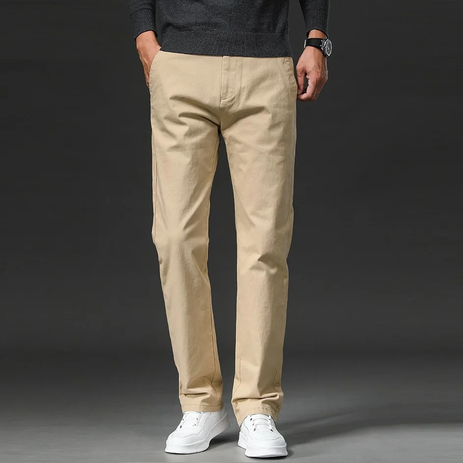 in Spring Casual Pants Men Straight Fit Cotton Stretch Chino Trouser Male Formal Work Business Dress Khaki Fashion Regular 251023