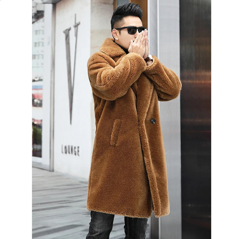 y Fashion Long Teddy Bear Jackets Coats Men Winter Thick Warm Outerwear Large Size Mens Faux Fur Coat 251023