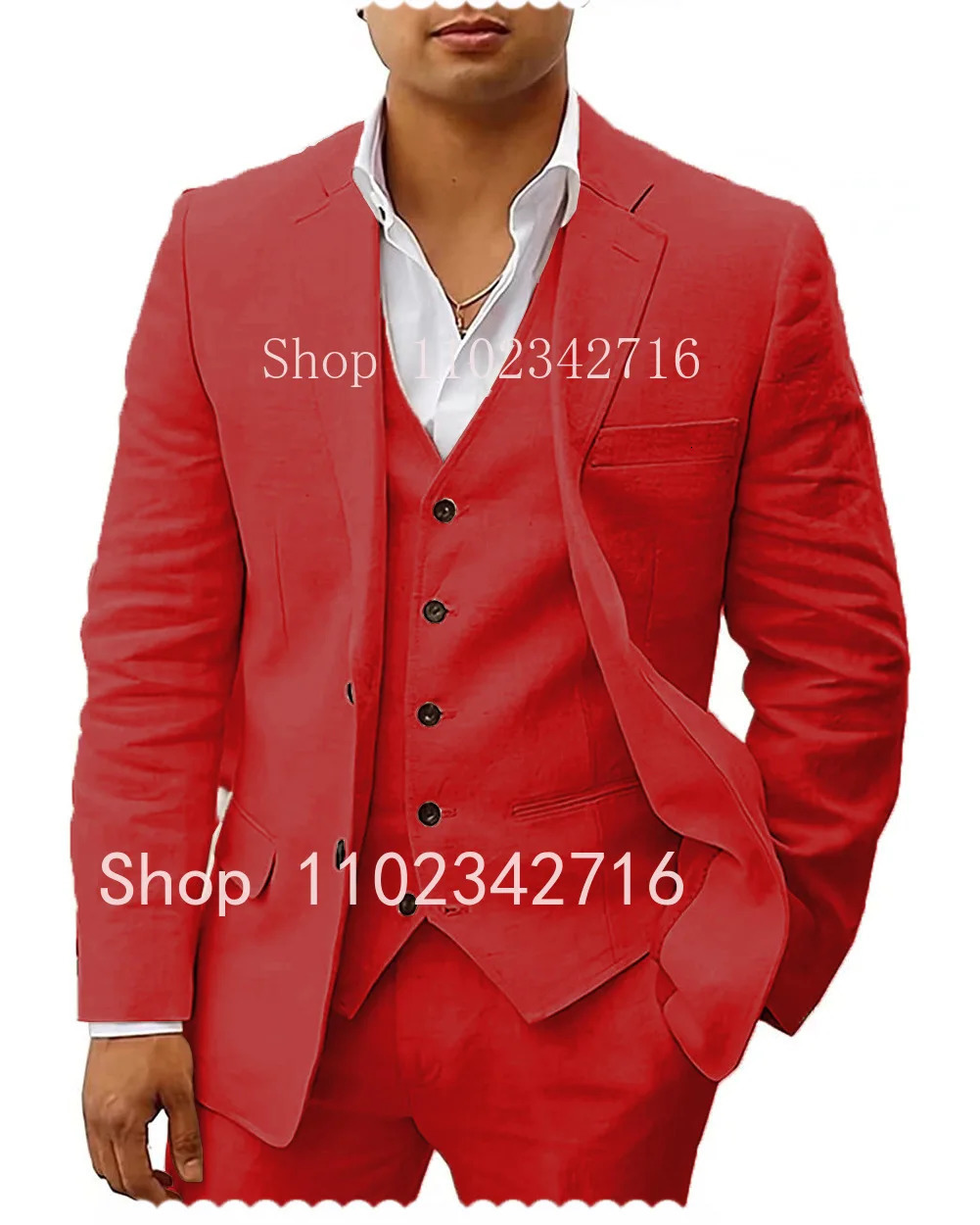3 Piece Linen Summer Men Suits for Wedding Groom Tuxedos Casual Beach Custom Man Suit Set Jacket Vest with Pants Man Fahion 251020
