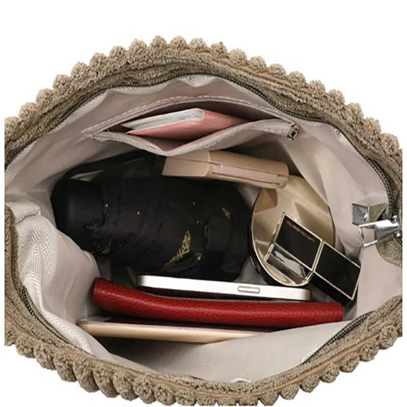 Womens Corduroy Shoulder Bags Large Capacity Solid Color Handbags Daily Commuting Crossbody BagsL251023