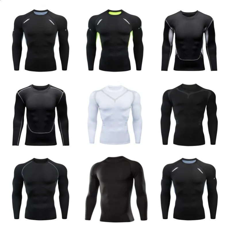 Winter Men Long Sleeve Running Sports T Shirt Clothing Mens Thermal Muscle Bodybuilding Gym Compression Quick dry Tights 251023