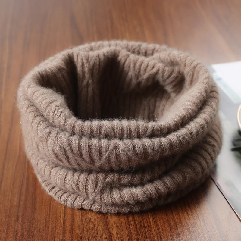 Women 100Wool Ring Scarf Turtleneck False Collar One Loop Neckerchief Knitted Elastic Warm Soft Pattern Fashion Woolen Scarves 251020