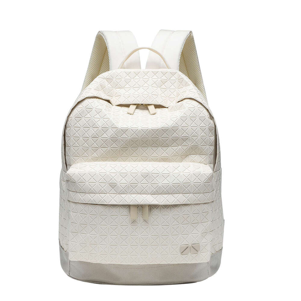 Japanese Style Geometric Diamond Silicone Travel Backpack Unisex PVC Laptop Student School Bag High Quality