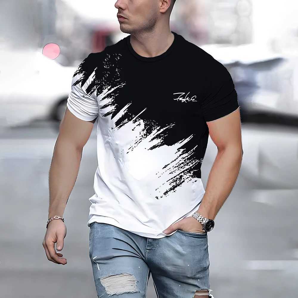 Hot selling summer mens balanced color letter print comfortable and breathable round neck Tshirt outdoor urban casual topXJ251023