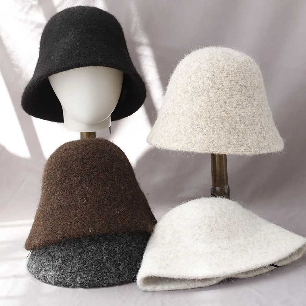 2025 new Autumn Winter Wool Bucket Hat Wen Fashion Vintage Fisherman Hats Versati Spring Felt Hat 6 Foldab hatW251023