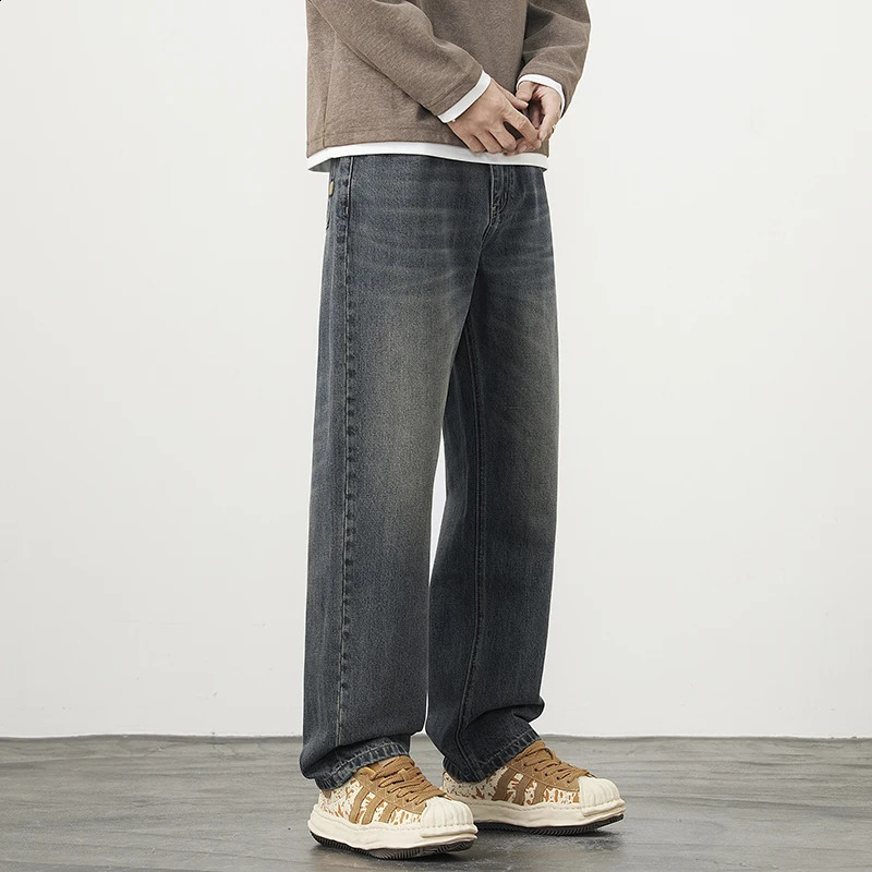 Highend Quality Autumn and Winter Retro Wash Jeans Man Loose Straight Leg N High Street Casual Pants 251018