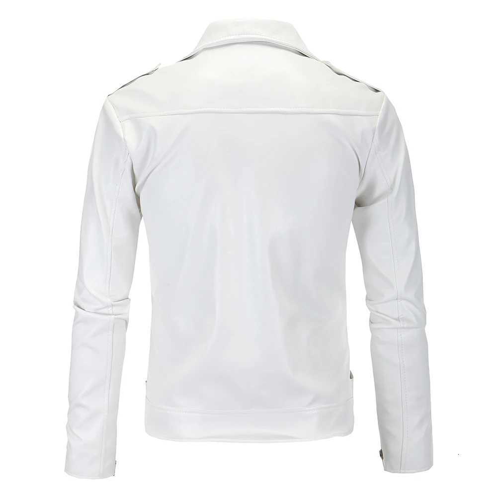 Men Slim White Leather Jackets Oblique Zipper Motorcycle Jackets New Men Outwear Moto Biker PU Leather Coats Size 4XL W251023