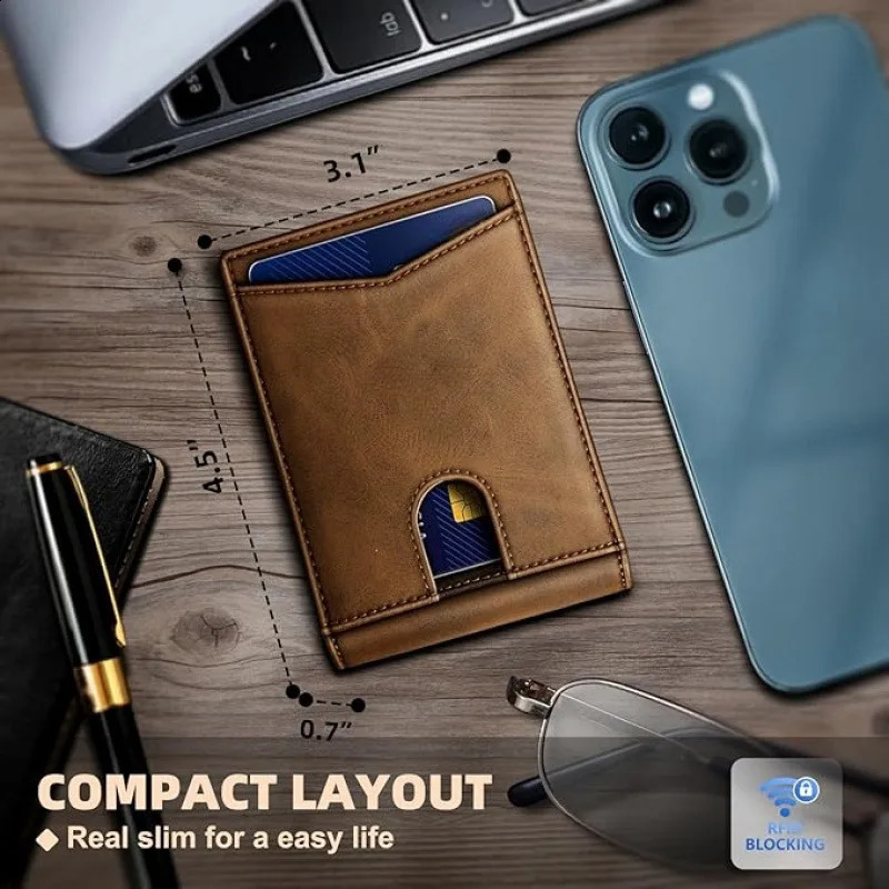 YAT Mens Card Bag Leather Multi slot Wallet RFID Anti theft Brush with ID Card Window Fashion Card Clip251023