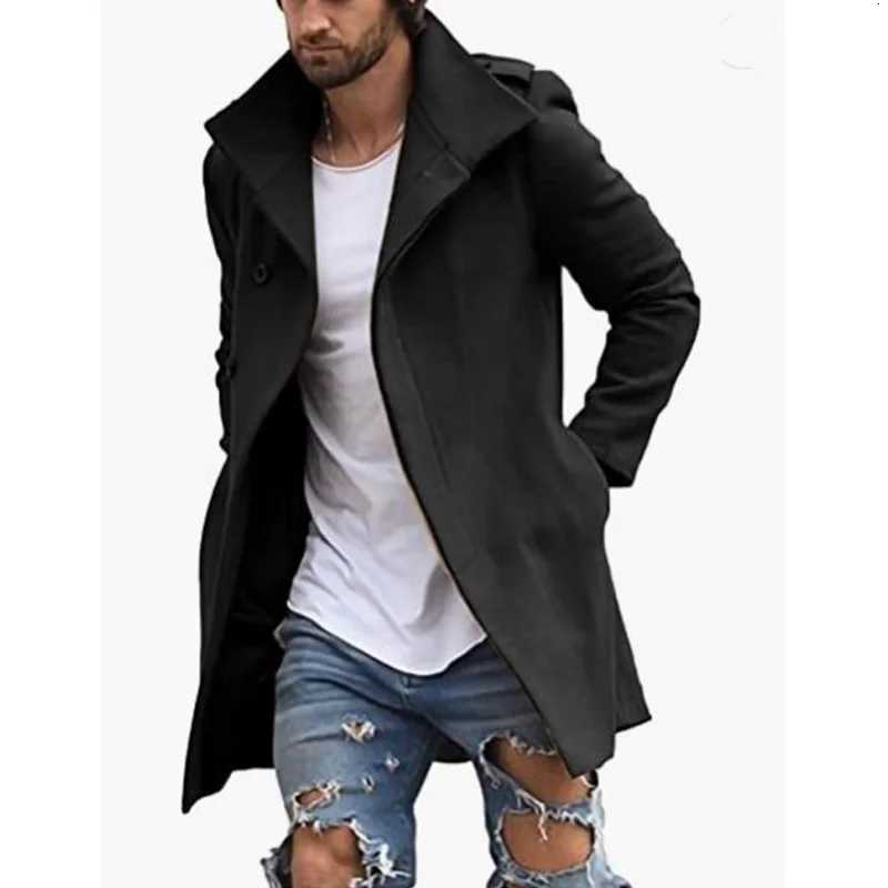 British Jackets Man Long Outerwears Coat Lapel Trench Solid With Mans Clothing And Wool Blends Mens Jackets Coat W251023