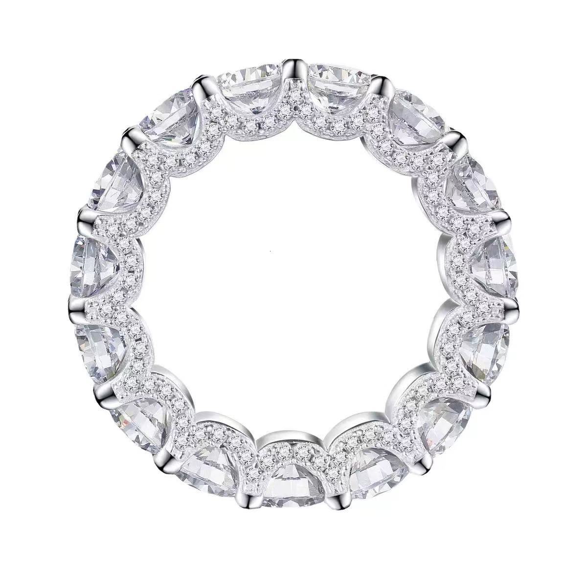 Wholesale Real 10K 14K 18K Solid Gold Moissanite Eternity Engagement Band Ring Iced Out Vvs Lab Grown Diamond Wedding Ring