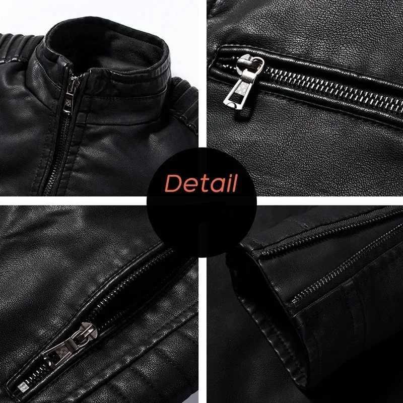 Mens Biker Leather Jacket Standup Collar Punk Men Leather Jacket for Outdoor Clothes Leather Jacket Men Fashion Stylish Coat W251023