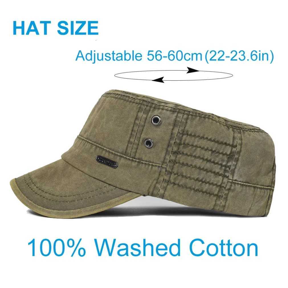Four Seasons Washed Cotton Flat s Men Wen Military Unique Design Vintage Flat Top HatW251023