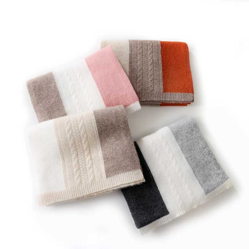 Autumn and Winter New 100 Cashmere Scarf Womens Extra Long Warm Neck Protection Versatile Color Contrast Three Color Scarf J251113