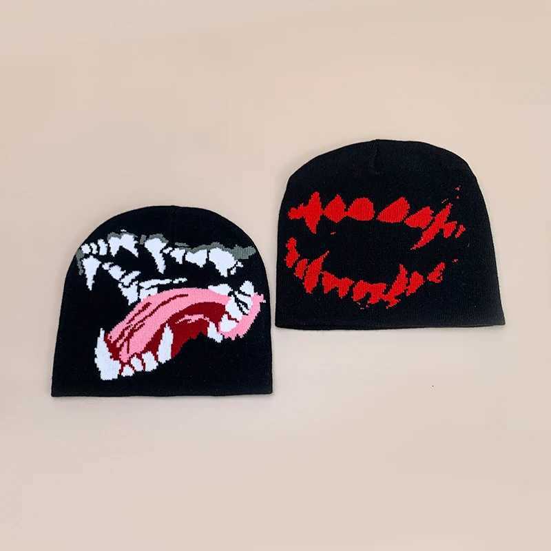 American Style Devil Hip Hop Knitted Hats Autumn and Winter New Unisex Funny Warm Personal Versatile Street Fashion ins BeaniesXJ251023